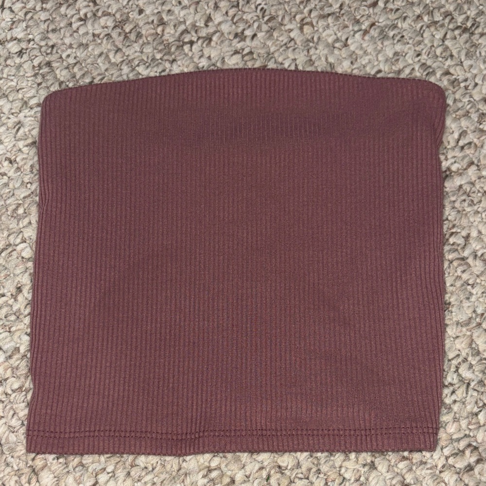 American Eagle Outfitters Ribbed Tube Crop Top - Burgundy